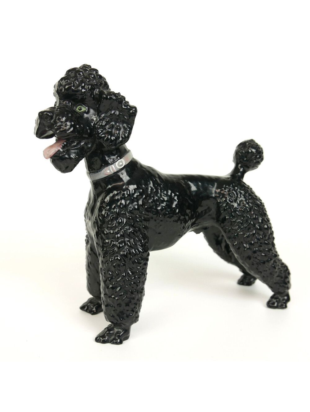 Vintage Breyer Poodle #67 Glossy Black Dog Figurine 9" Stamp Green Eyes 1960s